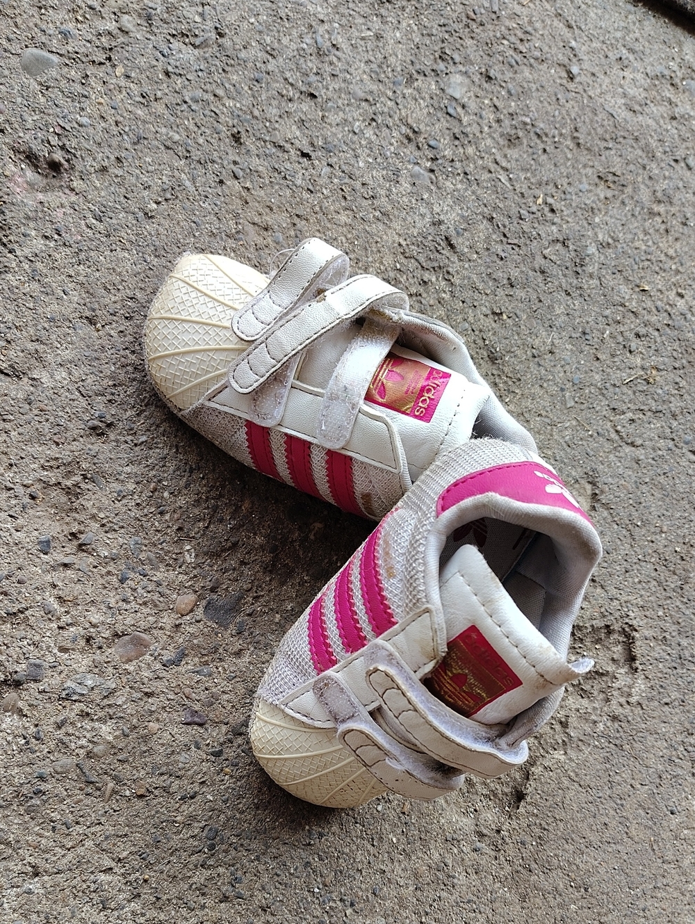 Baby Aadidas White and Pink  Sneakers Velcro Closer